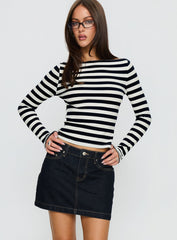 Nickei Denim Mini Skirt Raw Dark Wash