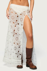 Milana Slit Sheer Lace Maxi Skirt