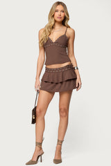 Hailie Grommet Ruffled Mini Skort