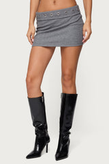 Havana Grommet Ribbed Foldover Mini Skort