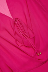 Cowl-Neck Mini Dress in Fuchsia Pink
