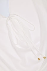 Cowl-Neck Mini Dress in White