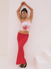 Hugs & Kisses Knit Maxi Skirt Red