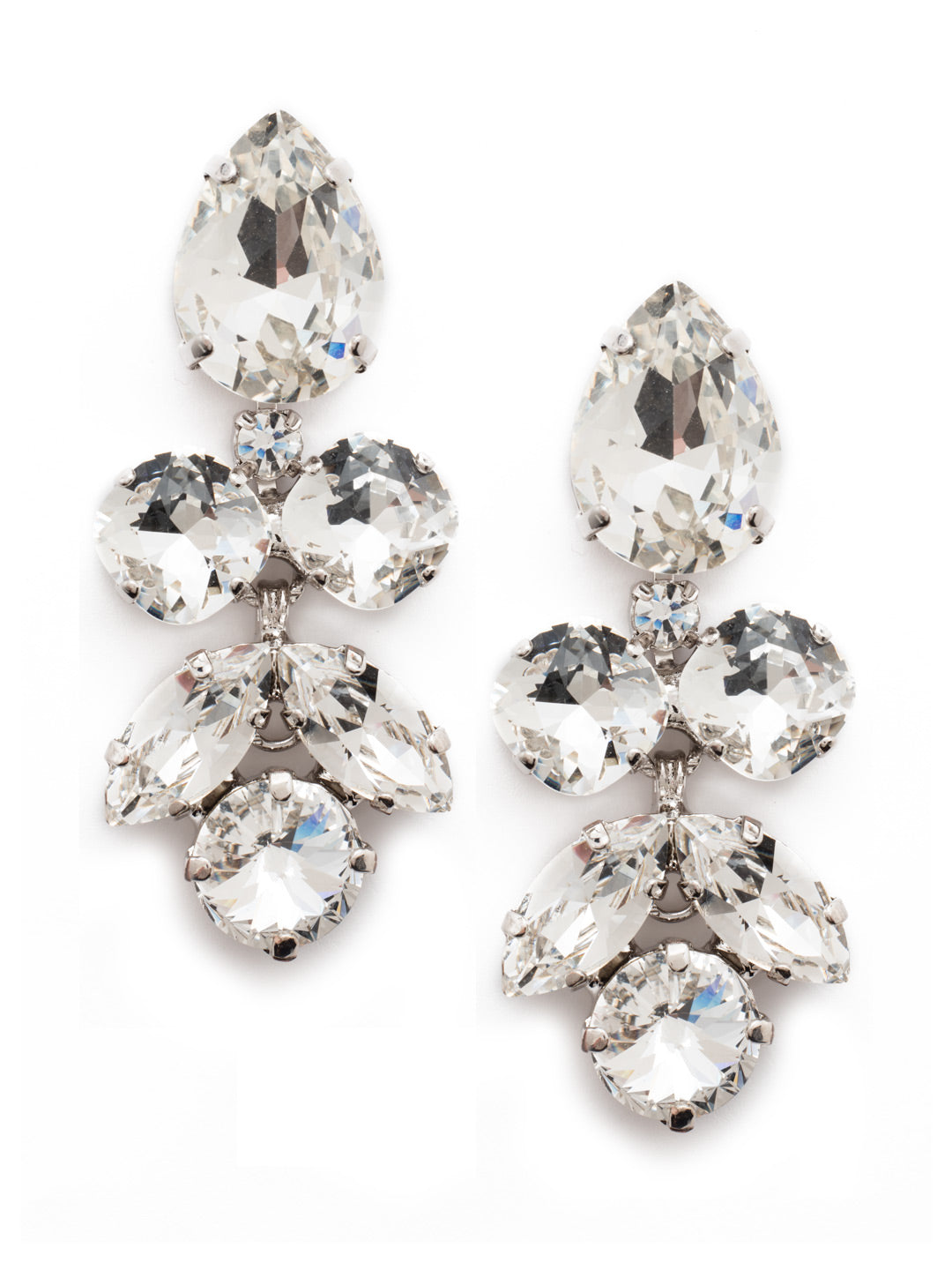 Crystal Lotus Flower Dangle Earrings - ECR1RHCRY