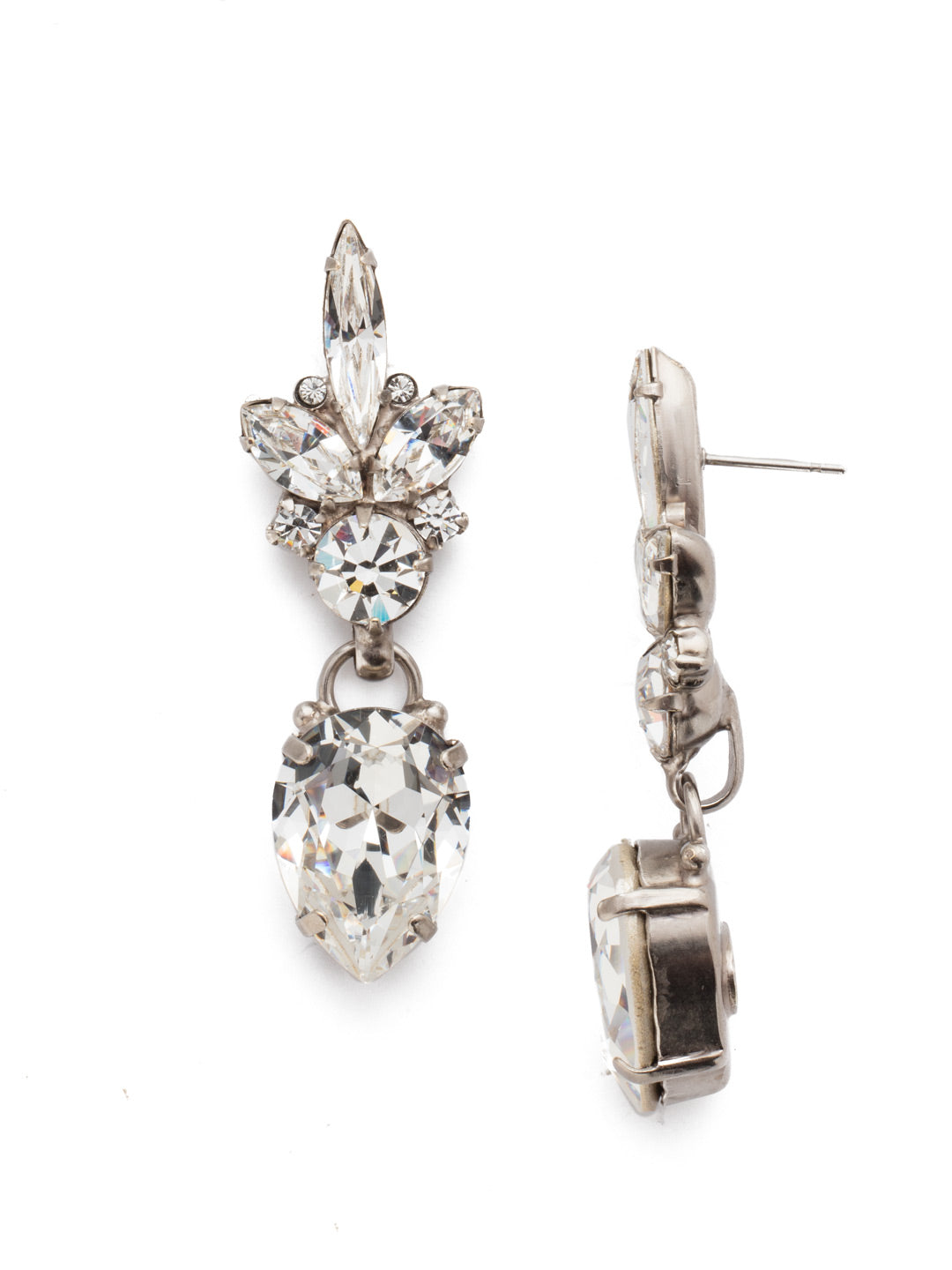 Crystal Cluster and Pear Drop Dangle Earrings - ECZ30ASCRY