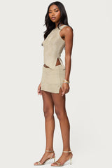 Goldy Metallic Knit Mini Skort