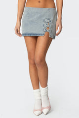 Bowdie Washed Denim Mini Skirt