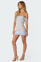 Paradise Ruffle Lace Mini Dress