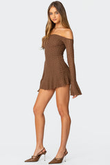 Mya Off Shoulder Textured Mini Dress