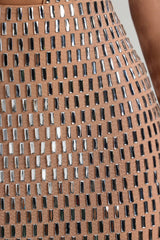 Embellished Cut-Out Mini Dress in Honey